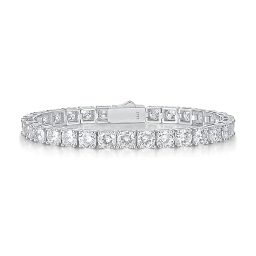 FANCIME 925 Sterling Silver Moissanite Tennis Bracelet 5mm D Color VVS1 Round Cut