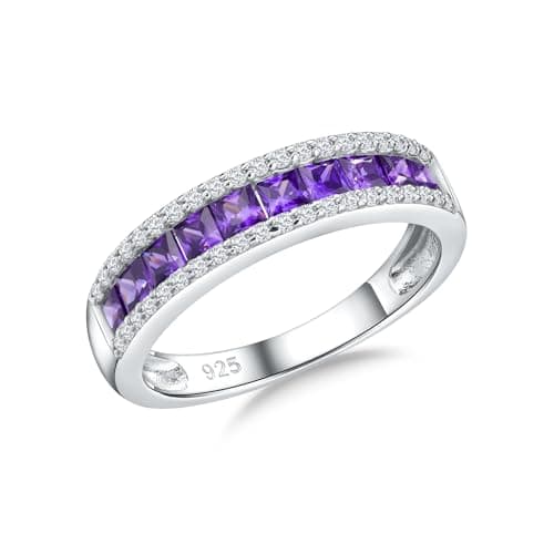 Elegant Sterling Silver Gemstone Wedding Band for Women and Men - Size 6 to 10