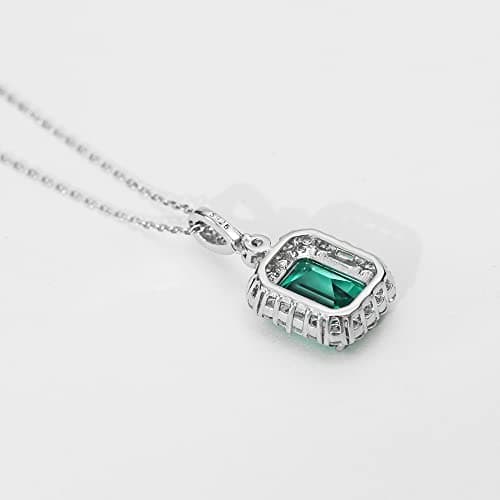 Michooyel S925 Lab-created Emerald Pendant Necklace For Women