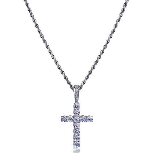 TOPGRILLZ 14K Silver Plated Gold Heart Cross Necklace & Pendant Chain