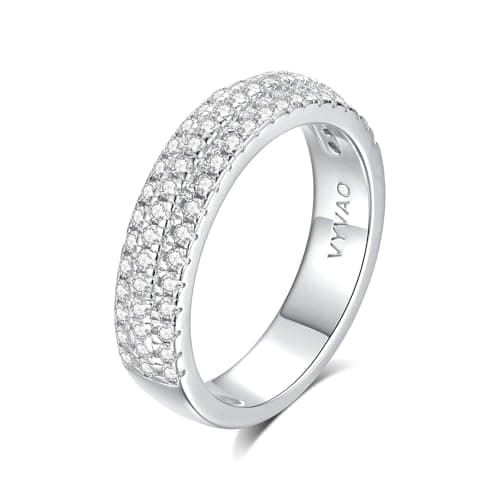 Moissanite Eternity Ring for Women D Color VVS1 Round Cut S925 Sterling Silver 18K White Gold Plated Wedding Ring