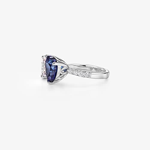 Michooyel S925 Sapphire Heart Open Ring with Cubic Zirconia Statement Ring for Women