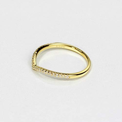 Michooyel Sterling Silver V-Shape Chevron Eternity Band Ring for Women
