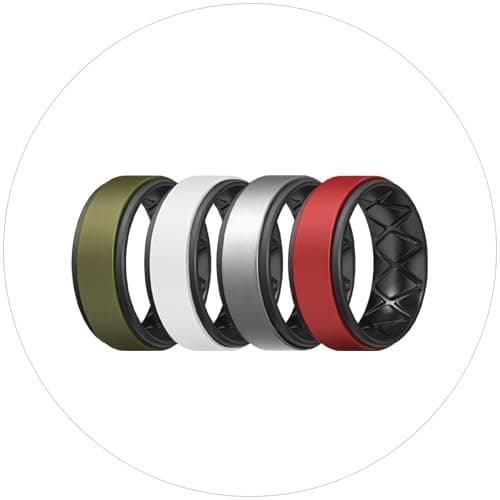 Egnaro Breathable Silicone Wedding Bands for Men - Multipack Step Edge