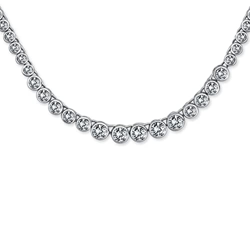 Stunning Silver 14K Gold Plated Rose CZ Bridal Tennis Necklace