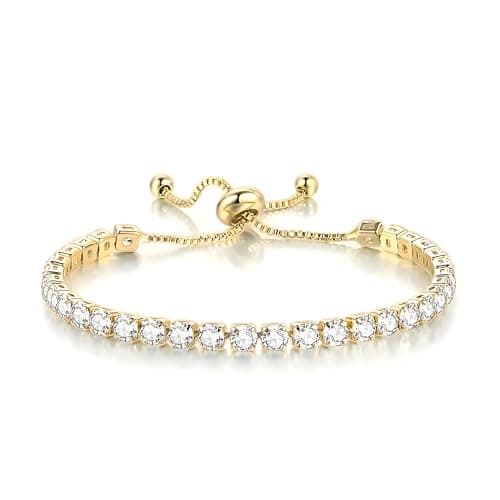 SUPAC Gold Tennis Bracelet, Luxury Shiny Simulated Diamond Jewelry