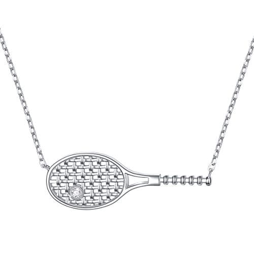 DAOCHONG S925 Sterling Silver Tennis Racket Pendant Necklace Gift