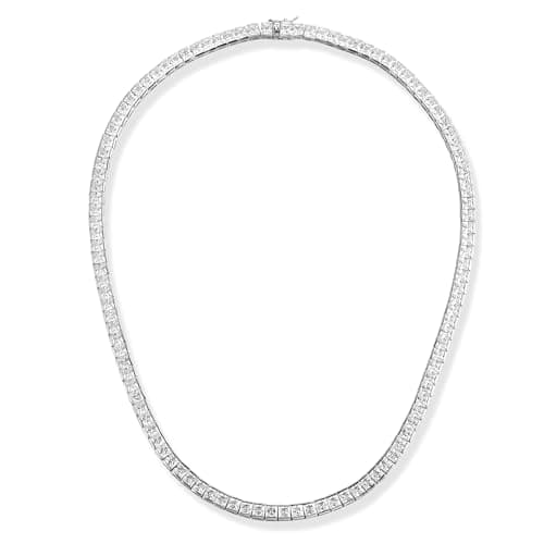Gemsme 18K Gold Plated 4mm Square CZ Tennis Necklace for Women