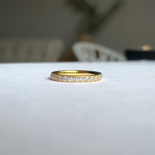 JINEAR 18K Gold Plated CZ Eternity Ring for Women