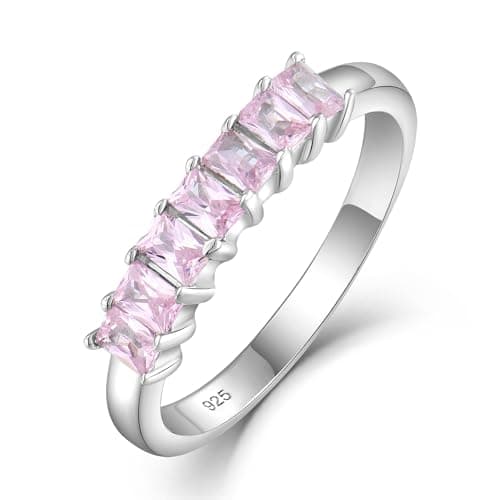 Starchenie Sterling Silver Stackable Baguette Birthstone Eternity Rings for Women
