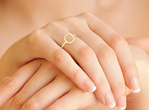 Miabella Italian 925 Sterling Silver or 18K Gold Plated Open Circle Ring for Women