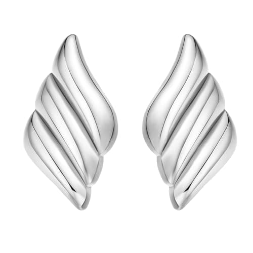 ENVEYO Hammered Geometric Gold Stud Earrings for Women Trendy Square Irregular Chunky Necklace