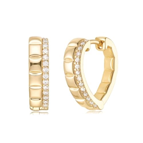 MYEARS 14K Gold Plated Hypoallergenic Women's Gold Earrings Cubic Zirconia Hoop