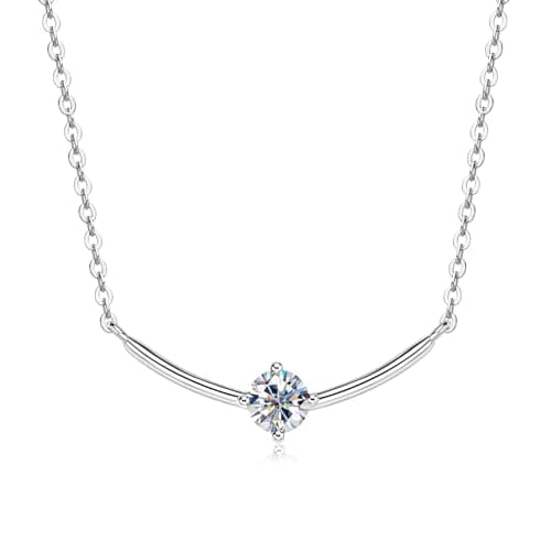 AINUOSHI Solitaire Smile 14K Gold Plated Moissanite Pendant Necklace