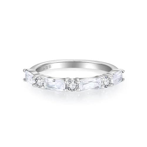 Starchenie 925 Sterling Silver Stackable Gemstone Ring for Her | Eternity Ring Size 5-10