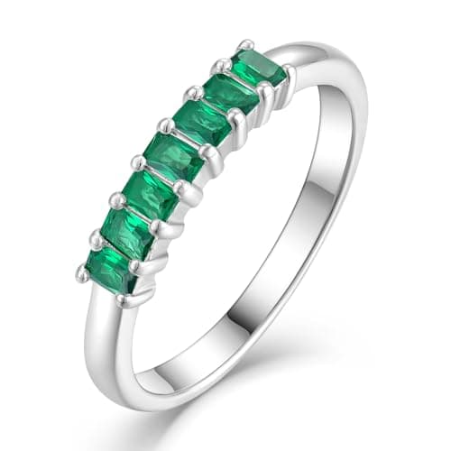 Starchenie Sterling Silver Stackable Baguette Birthstone Eternity Rings for Women