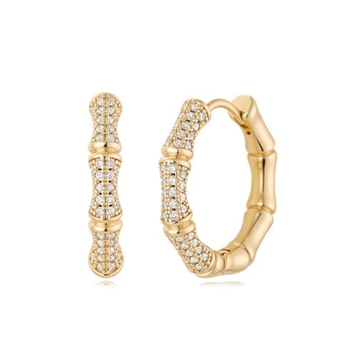 MYEARS 14K Gold Plated Hypoallergenic Women's Gold Earrings Cubic Zirconia Hoop