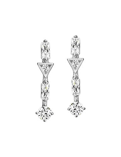Michooyel S925 CZ Baguette Stud Earrings for Women