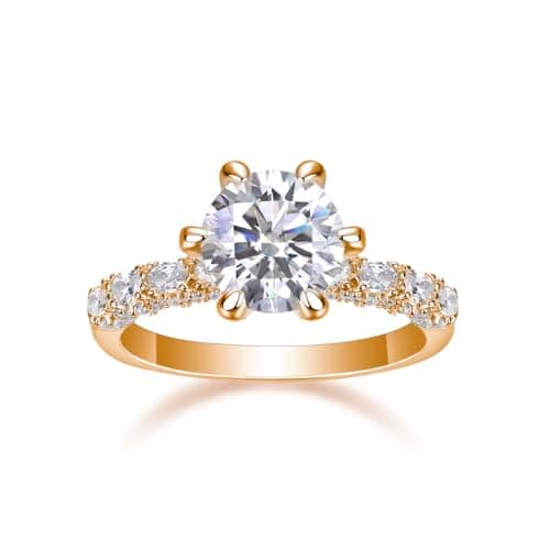 JiuZuan 1CT/2CT/3CT 18K White Gold Round Cut Moissanite Engagement Ring for Women