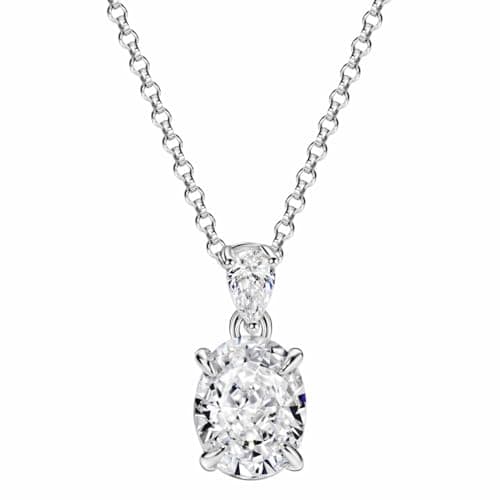 Michooyel 2.0ct Oval Cut Pendant Women's Necklace Simulated Diamond Necklace for Women Sterling Silver Necklace 16-18