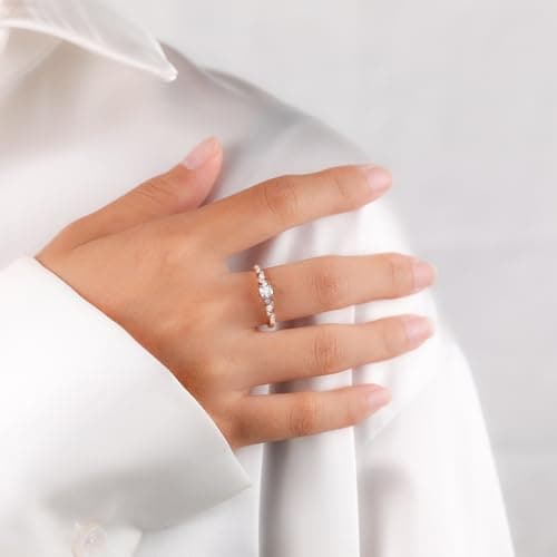 Eternal Promise Ring for Her: Round Cut Moissanite in 925 Sterling Silver