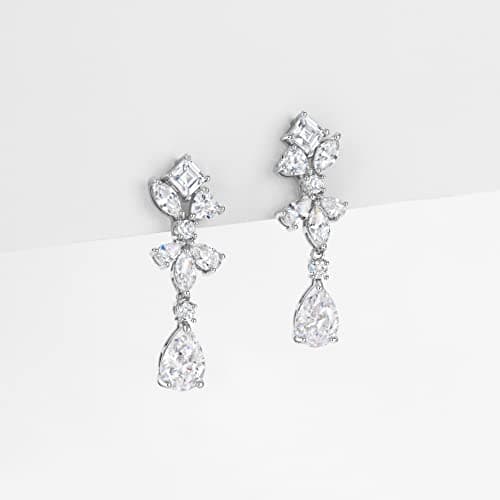 Michooyel Bridal Cubic Zirconia Teardrop Dangle Earrings for Women