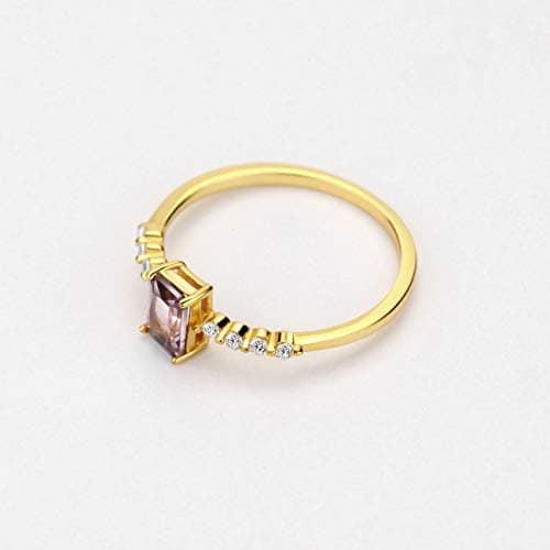 Michooyel S925 Dainty Baguette Birthstone Rings for Women