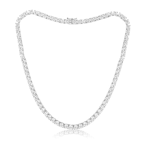 Gemsme 5mm White Gold Plated Tennis Necklace for Women