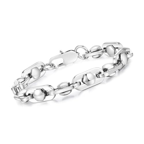 VNOX Men's Diamond-Cut Paperclip Bracelet Trends in Chunky Stainless Steel Jewelry