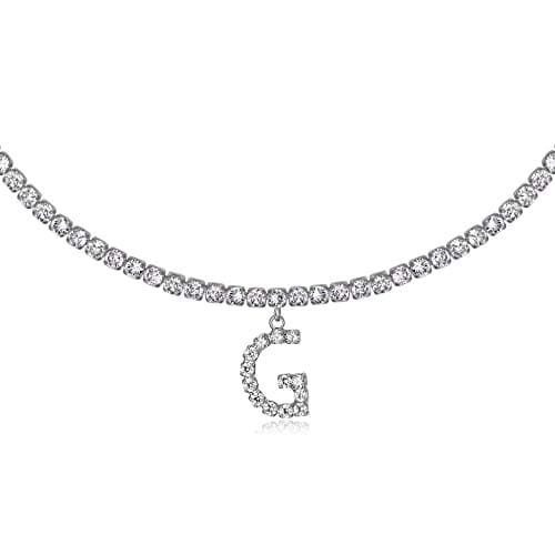 LecAit 14k Gold Plated Initial Choker Necklace with CZ Diamonds for Women