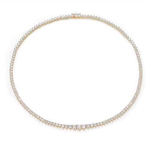 MDFUN Gradient 18K Gold Plated Tennis Necklace for Him and Her | 3.0-5.0mm Cubic Zirconia Chain 16-24 inches