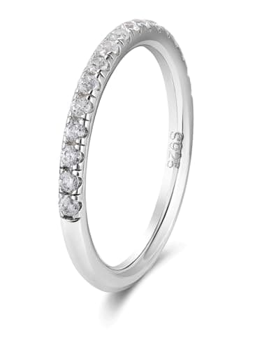CYW D Color Moissanite Eternity Ring for Women, 925 Sterling Silverrhodium Finish