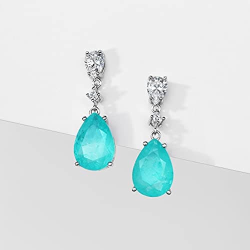 Michooyel S925 5ct Paraiba Drop Earrings for Women