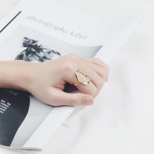 Kokoma Oval Round Sterling Silver Open Loop Geometric Ring for All Fotos