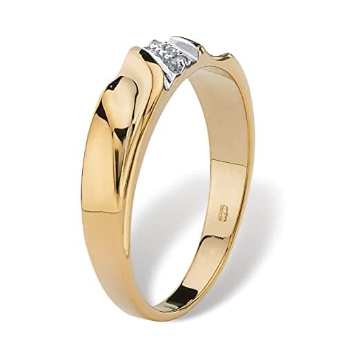 PalmBeach Men's Yellow Gold-plated Sterling Silver Diamond Accent Wedding Band Ring 9-13