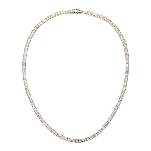 MDFUN 18K Gold Plated 3.0mm Cubic Zirconia Tennis Neck Choker 16-24 inches