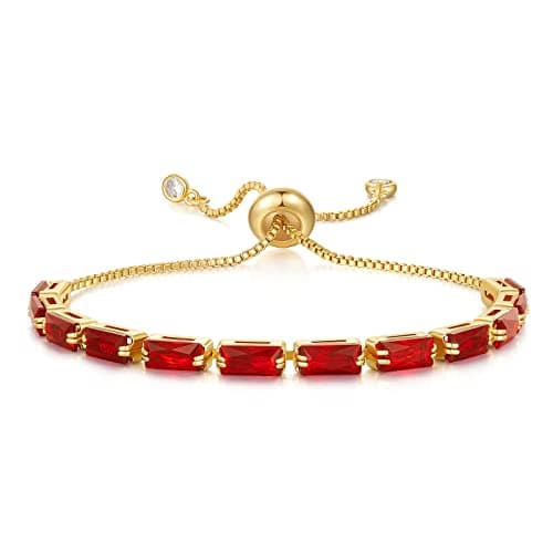 KissYan 14K Gold Plated Cubic Zirconia Adjustable Slider Tennis Bracelet