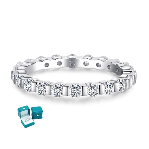 LuluRell Moissanite Promise Rings for Women, S925 Sterling Silver 6 Prong Solitaire D Color VVS1 Clarity Round Cut