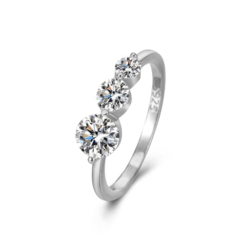 Onlyfine 925 Sterling Silver Minimalist Diamond Ring | Dainty Zircon Inlay | Hypoallergenic Everyday Gift for Women