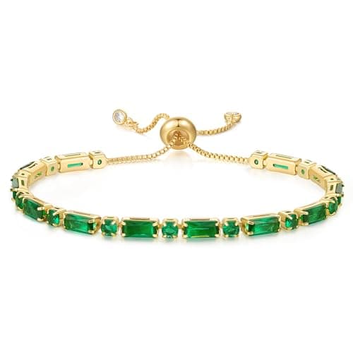 KissYan 14K Gold Plated Cubic Zirconia Adjustable Slider Tennis Bracelet