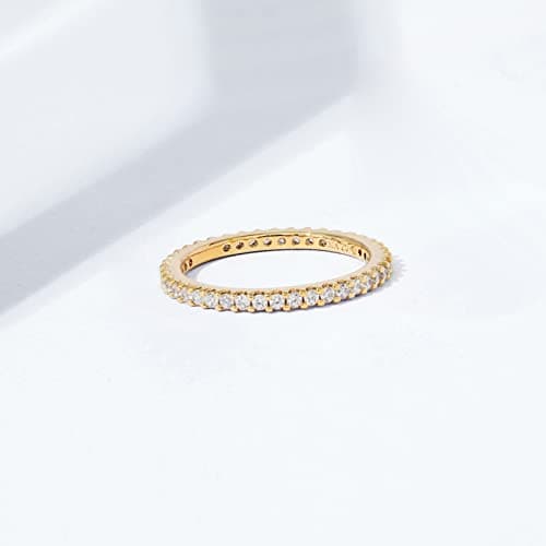 Amazon Essentials Rhodium Plated Single Row Pave Stackable Ring Size