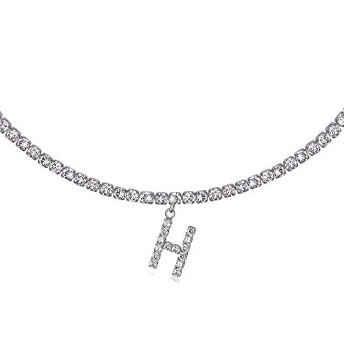 LecAit 14k Gold Plated Initial Choker Necklace with CZ Diamonds for Women