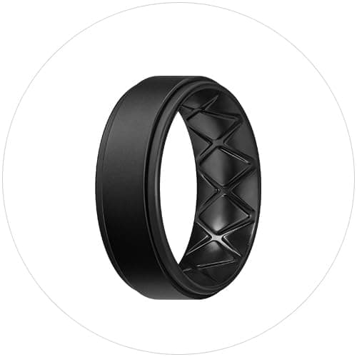 Egnaro Breathable Silicone Wedding Bands for Men - Multipack Step Edge