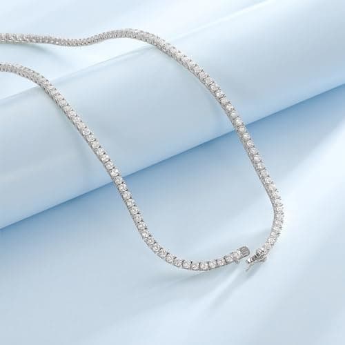 LGYIC White/Yellow Gold Plated 3MM Simulate Diamond Tennis Necklace