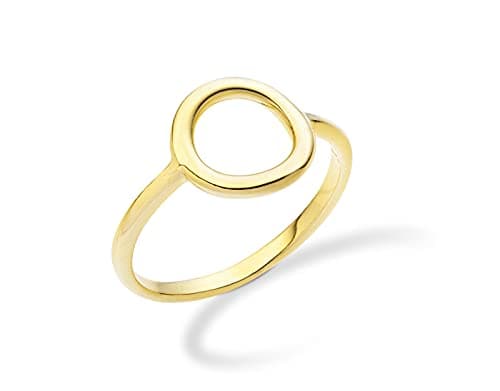 Miabella Italian 925 Sterling Silver or 18K Gold Plated Open Circle Ring for Women