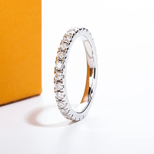 AimiIee 1cttw D Color VVS1 Moissanite Eternity Ring in 925 Silver with Certificate