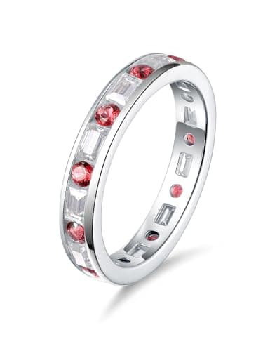CYW D Color Moissanite Eternity Ring for Women, 925 Sterling Silverrhodium Finish
