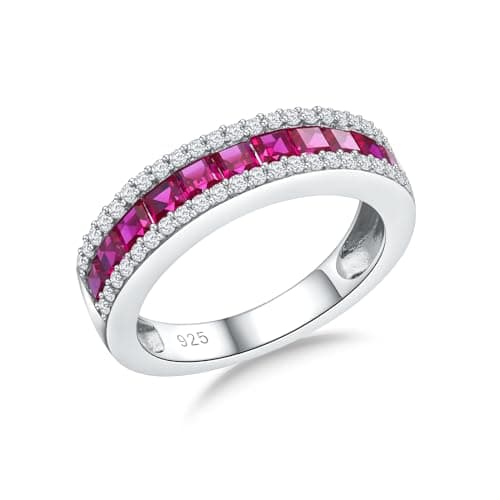 Elegant Sterling Silver Gemstone Wedding Band for Women and Men - Size 6 to 10