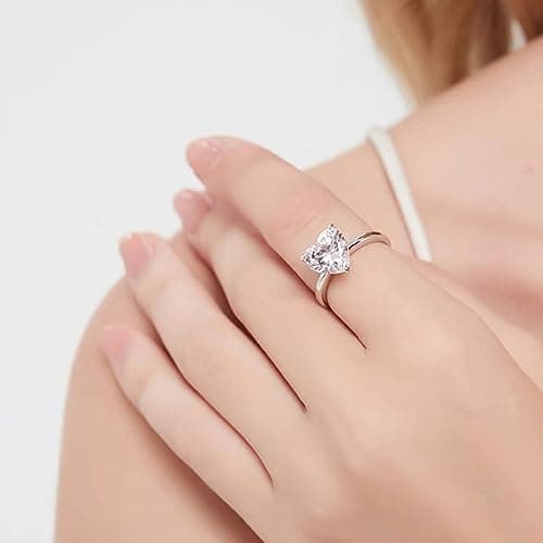 Michooyel S925 4ct Heart Cut Cubic Zirconia Engagement Rings for Women