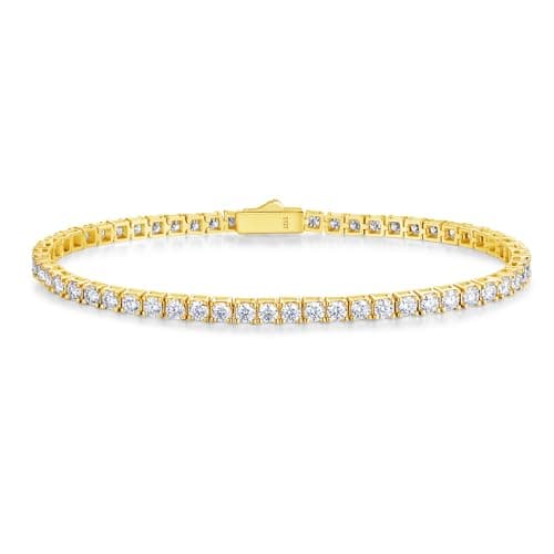 FANCIME 18K Gold Plated Moissanite Tennis Bracelet 4.7-19 Carats